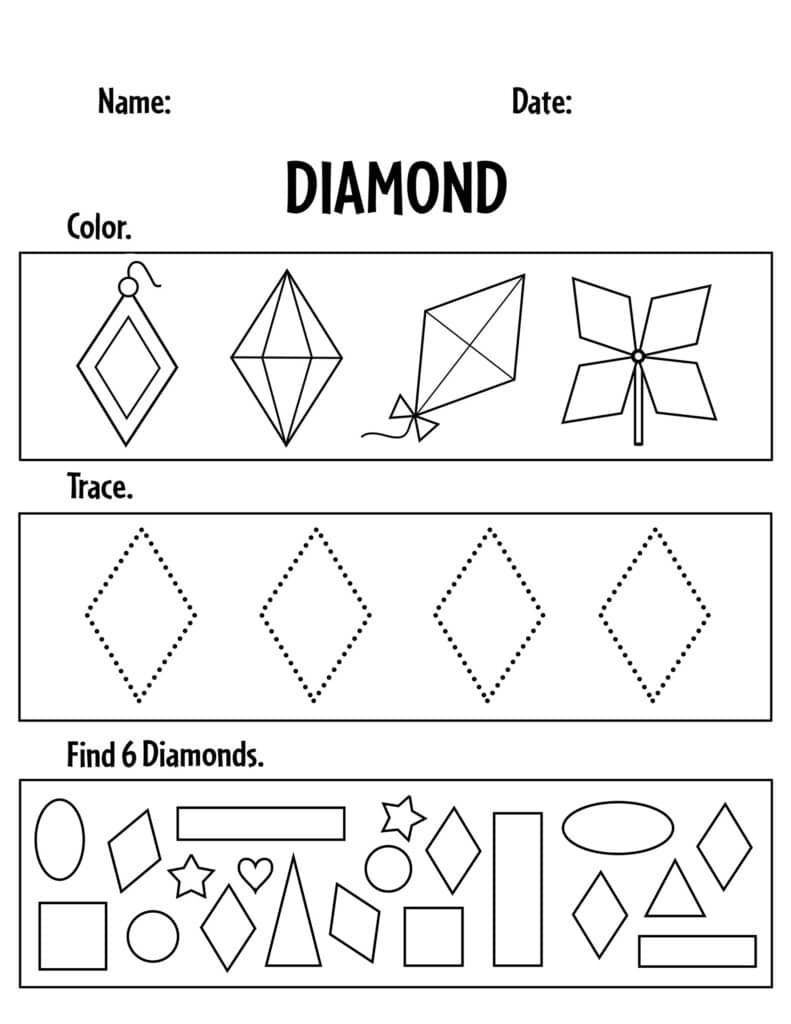 Free Diamond Worksheets For Preschool The Hollydog Blog Worksheets Library