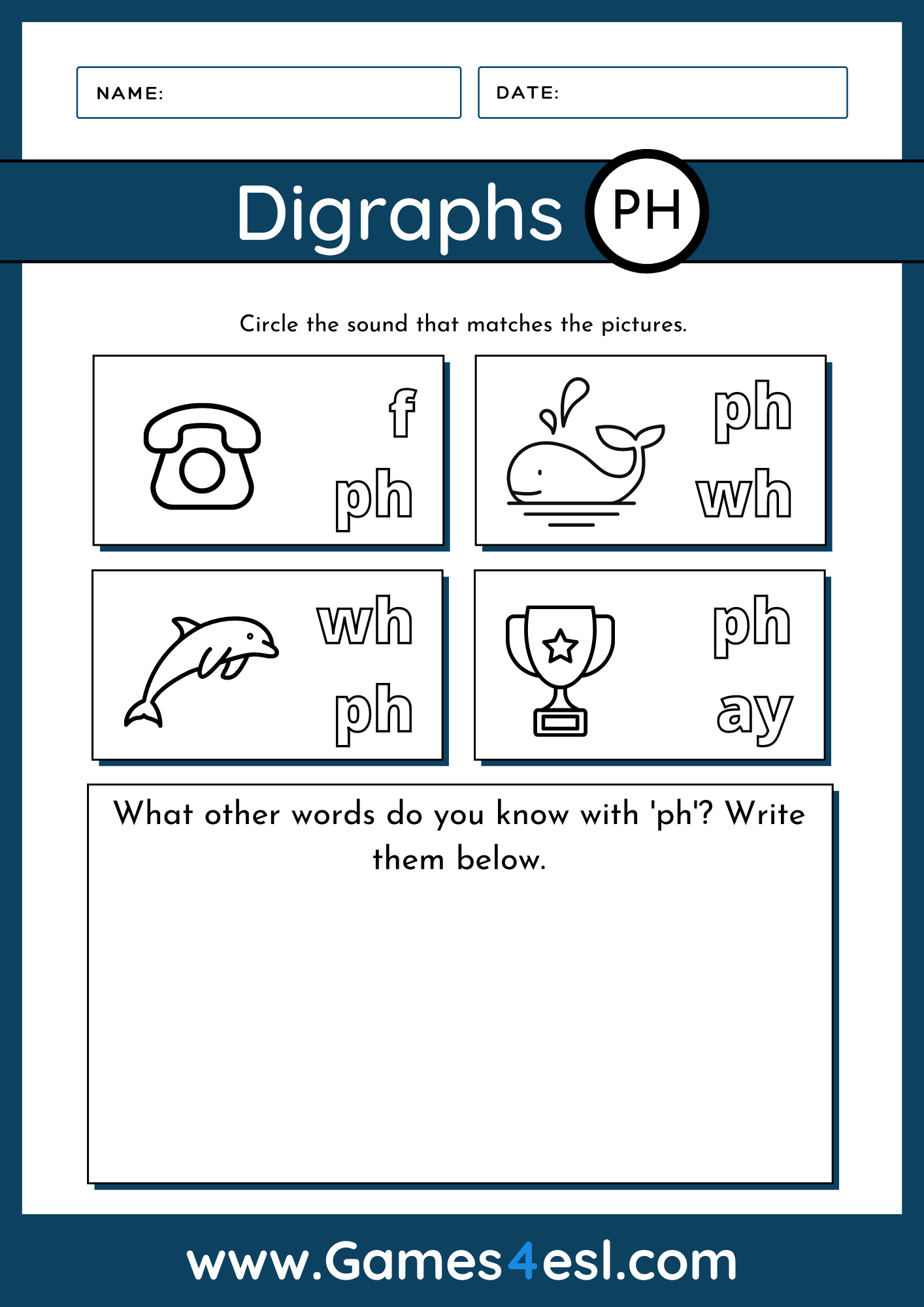 ph wh phonics worksheet
