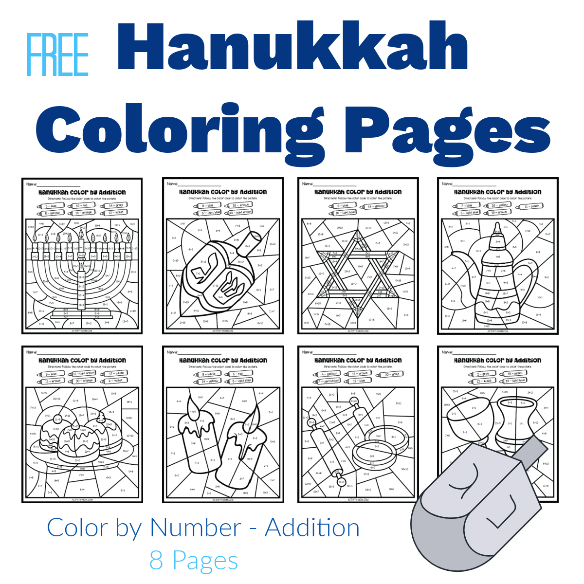 chanukah color by number