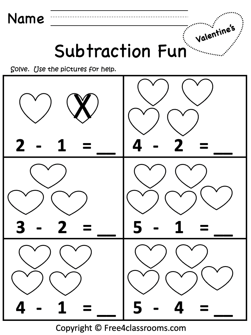 kindergarten subtraction worksheets