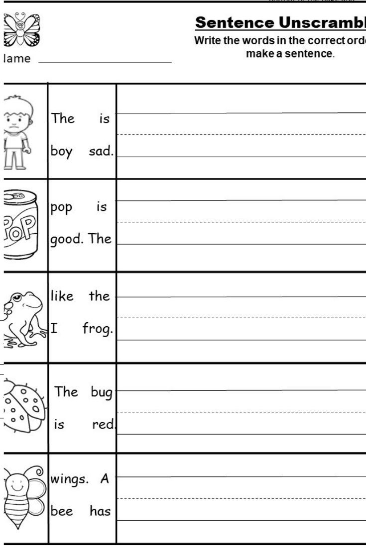 writing worksheet for kindergarten