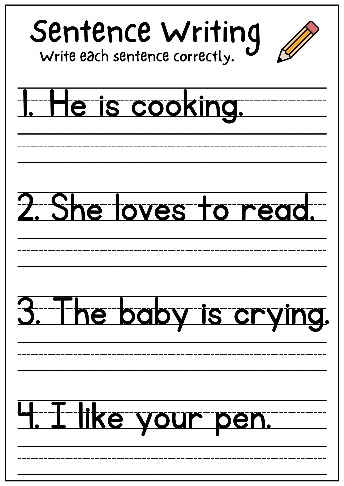 making sentences worksheets for kindergarten