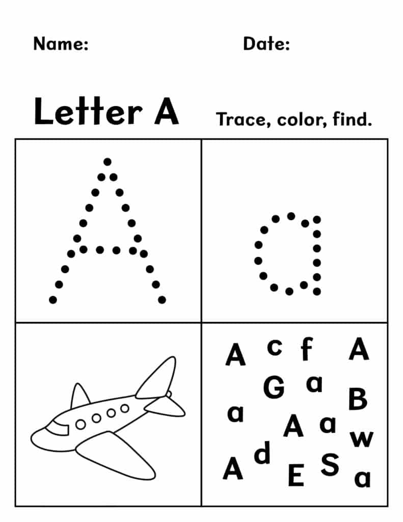 FREE Letter A Worksheets For Preschool The Hollydog Blog
