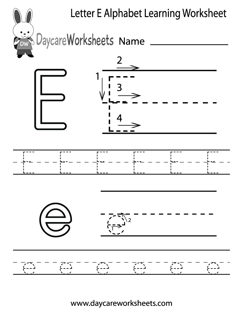 Free Letter E Alphabet Learning Worksheet For Preschool Free Letter E Alphabet Learning Worksheet For Preschool