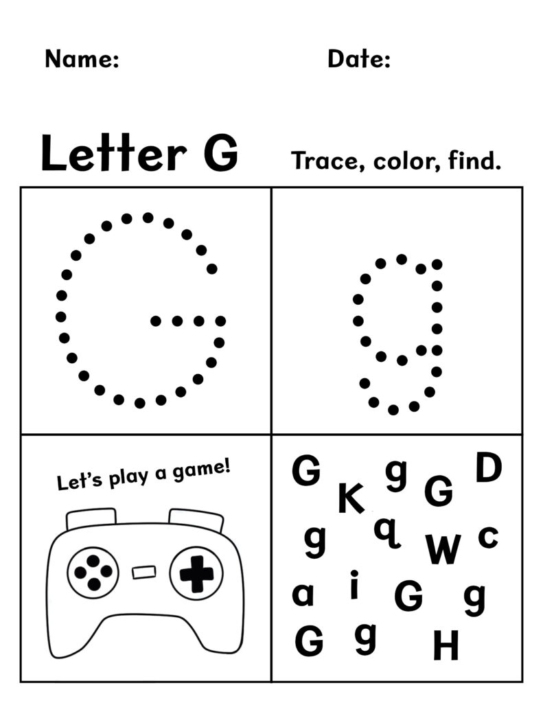 g worksheet preschool