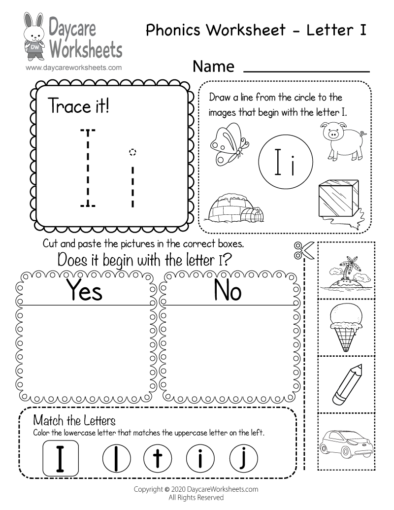 Free Letter I Phonics Worksheet For Preschool Beginning Sounds Worksheets Library