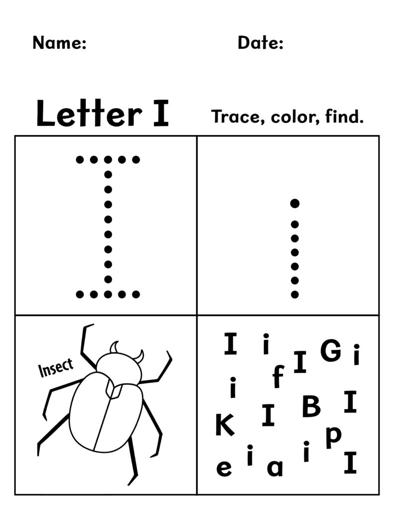 coloring letter i worksheets for preschool