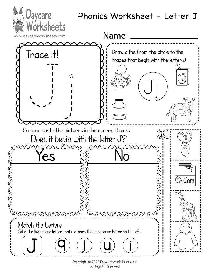 preschool letter j worksheets