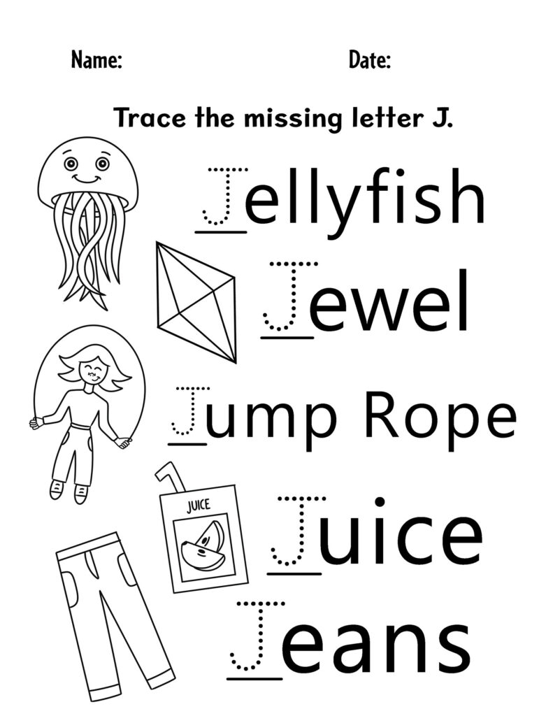 letter j worksheets kindergarten