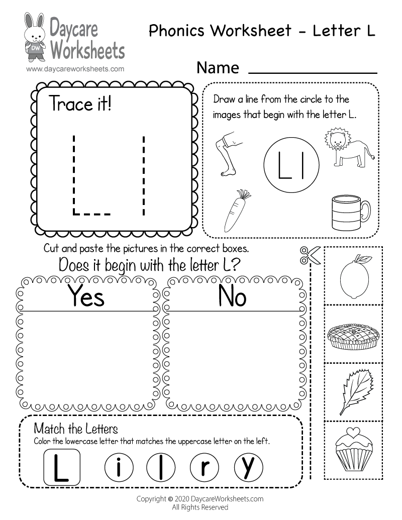 l worksheets for preschool