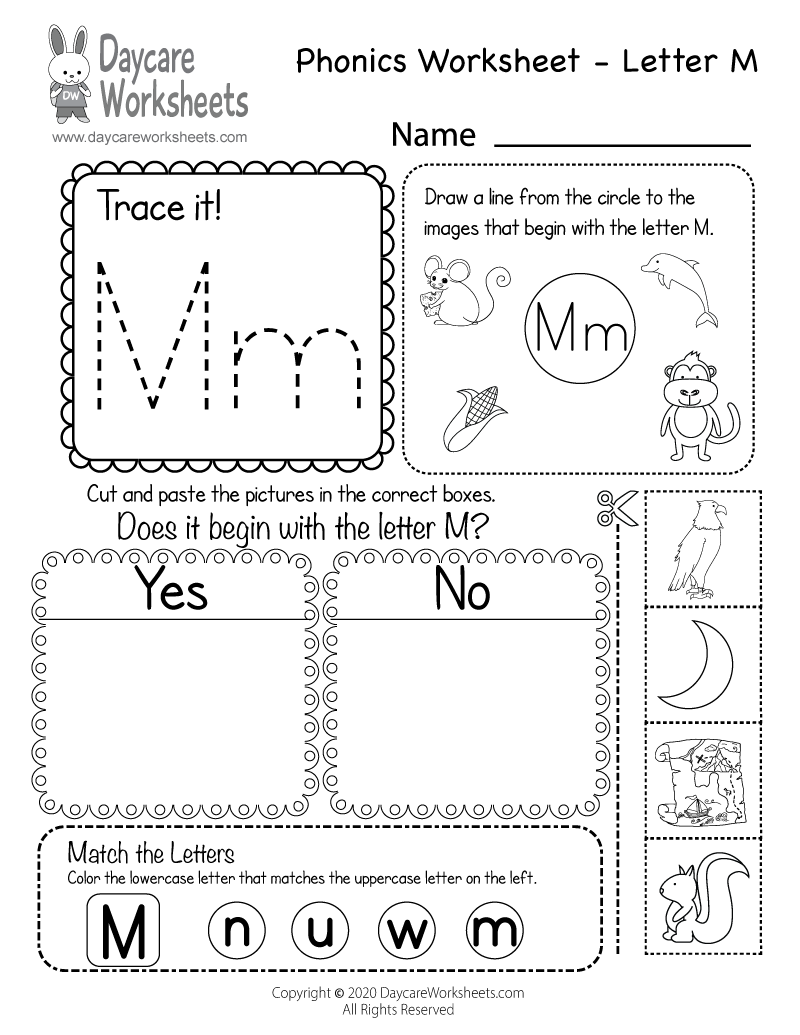 free preschool phonics worksheets