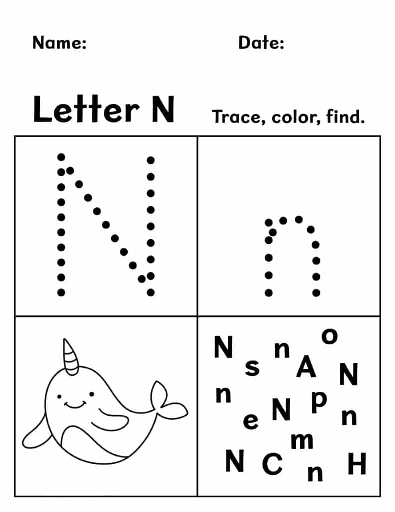 Free Letter N Worksheets For Preschool The Hollydog Blog
