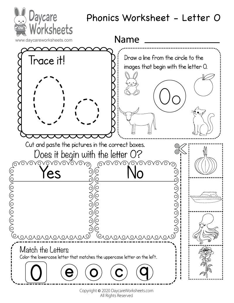 letter o preschool worksheet
