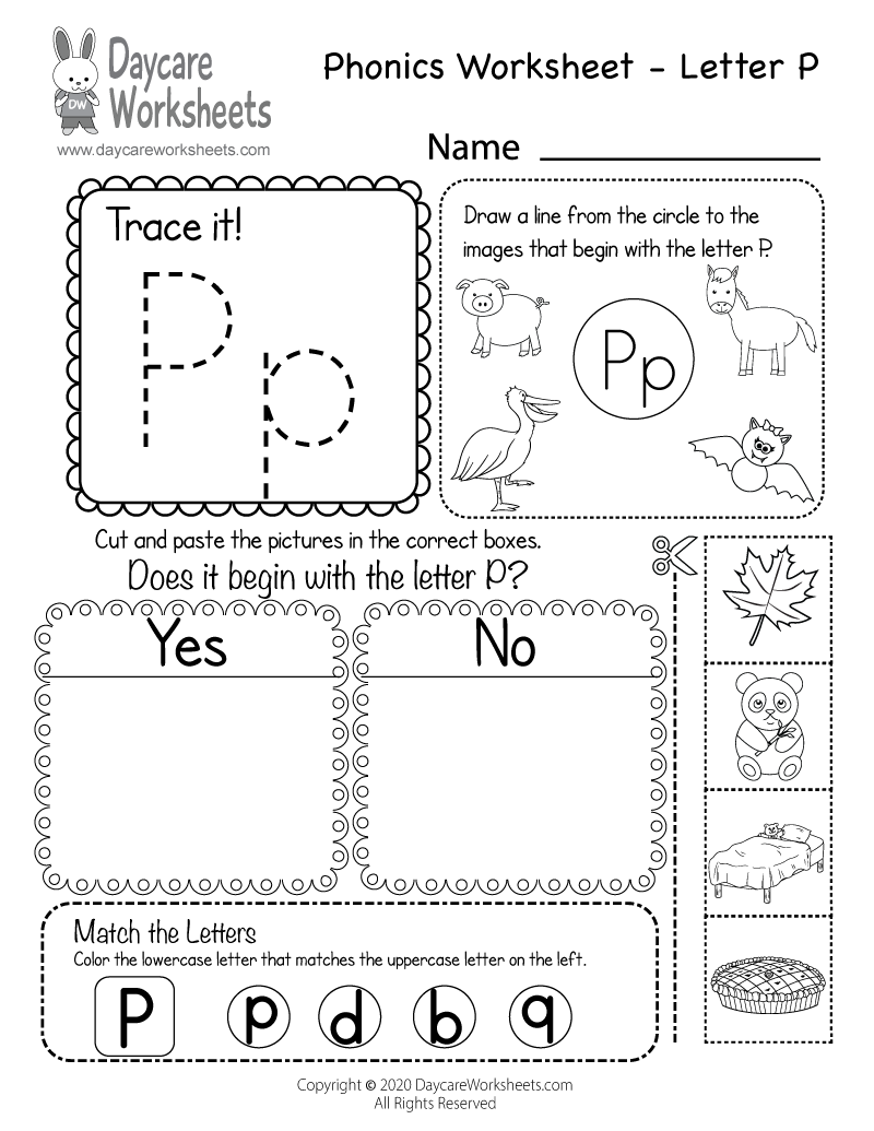 preschool letter p worksheet