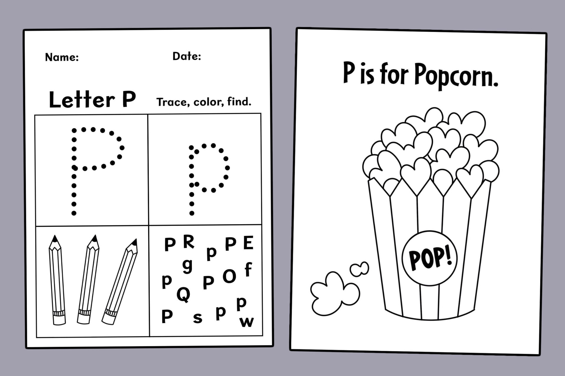 letter p worksheets preschool