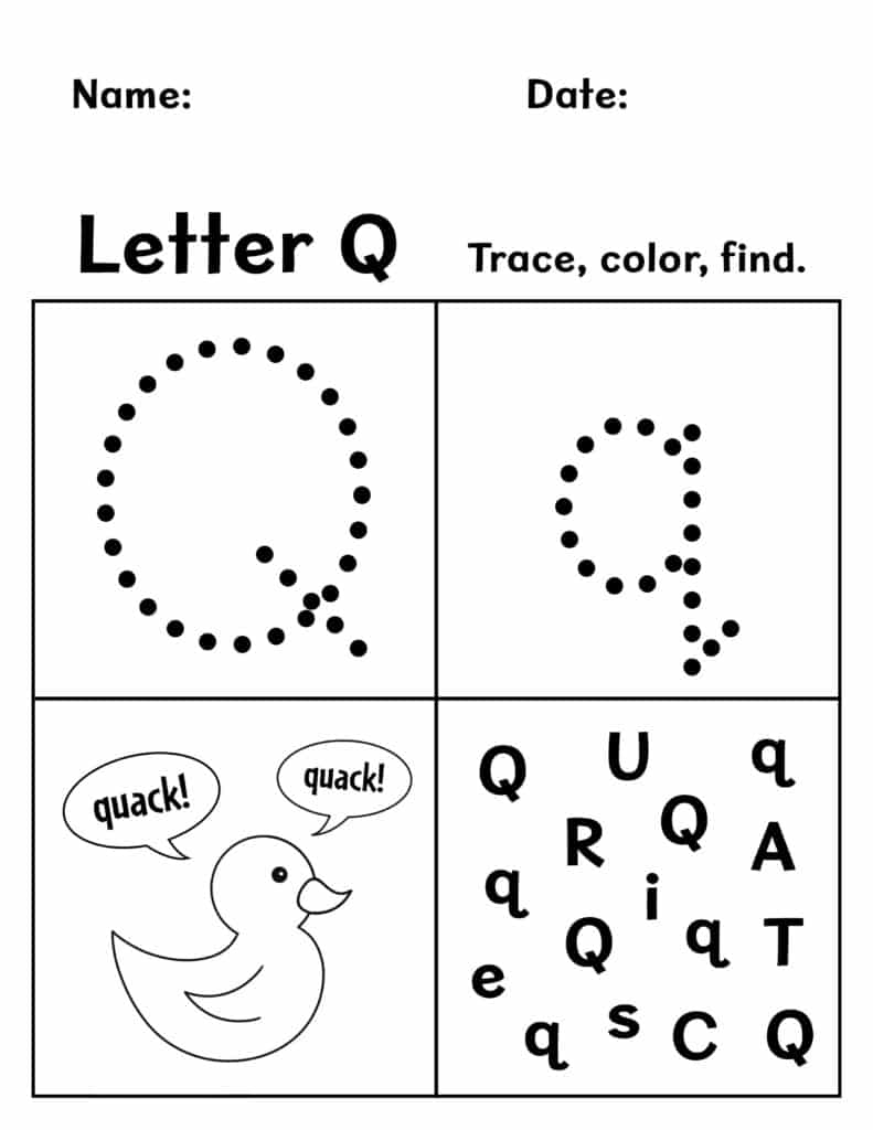 FREE Letter Q Worksheets For Preschool The Hollydog Blog