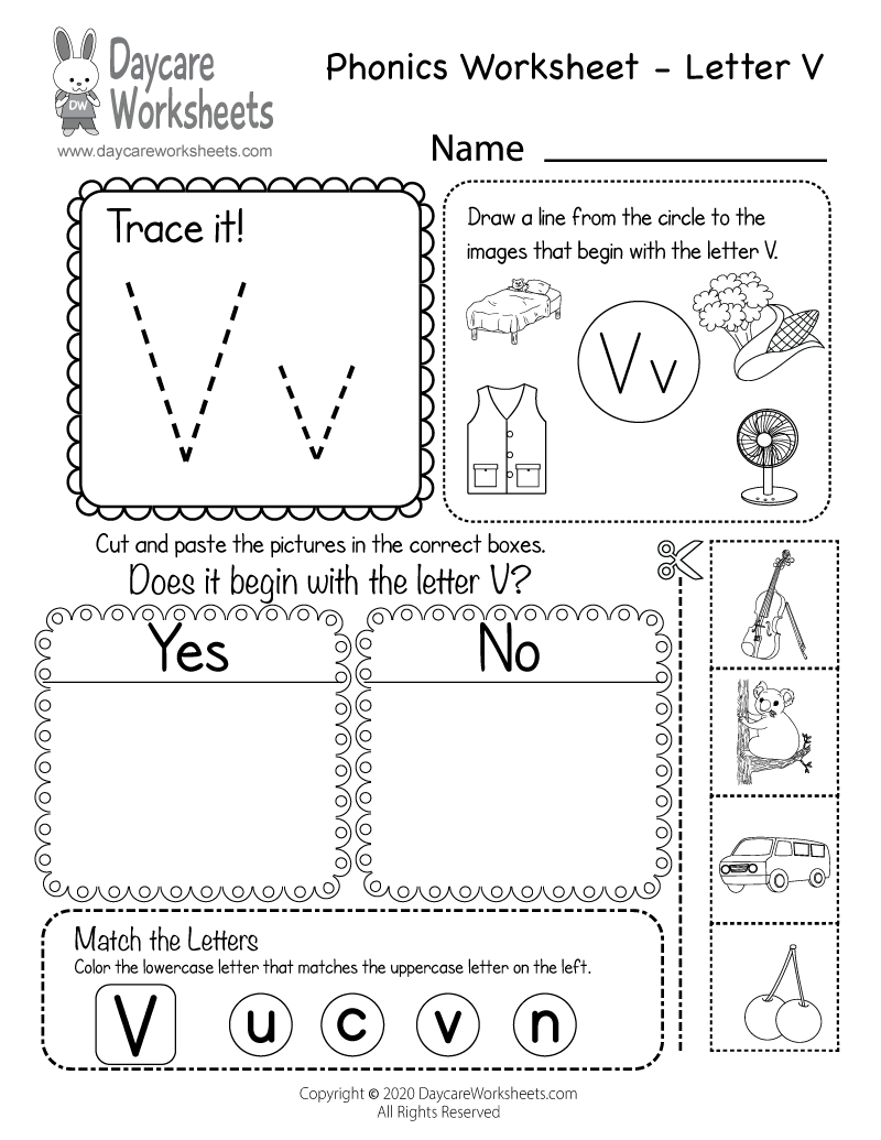 Free Letter V Phonics Worksheet For Preschool Beginning Sounds
