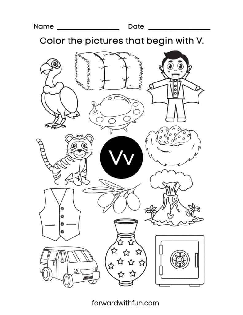 Free Letter V Worksheets Phonics Writing Forward With Fun