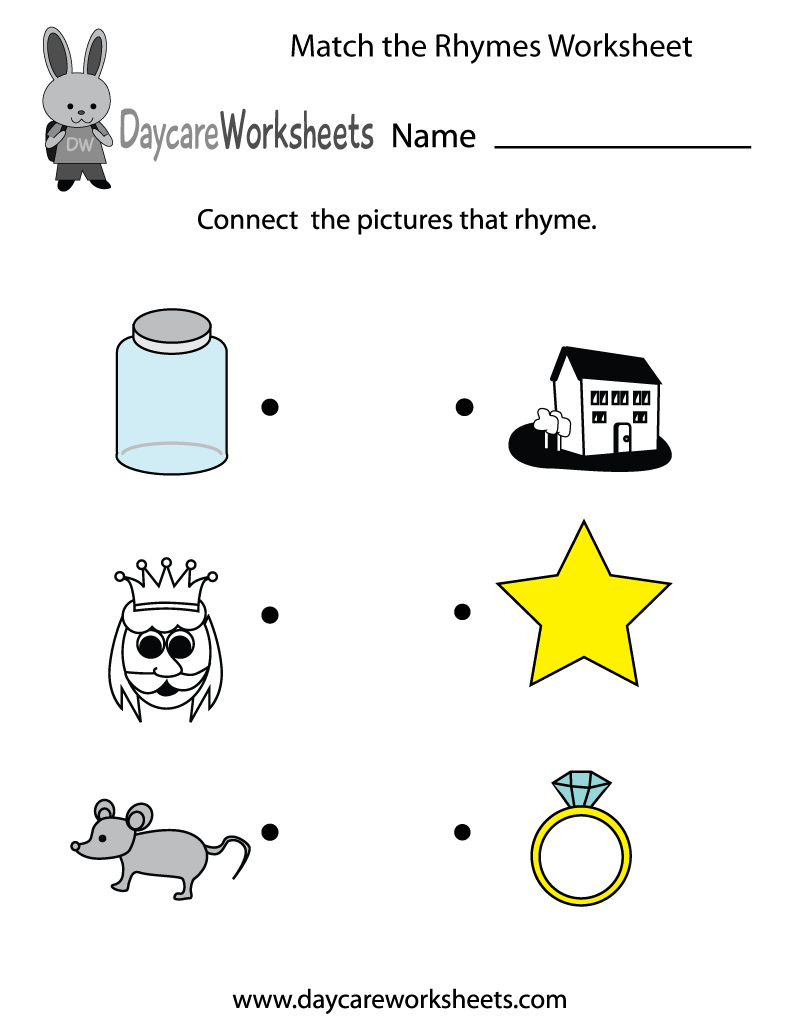 preschool rhyming worksheets