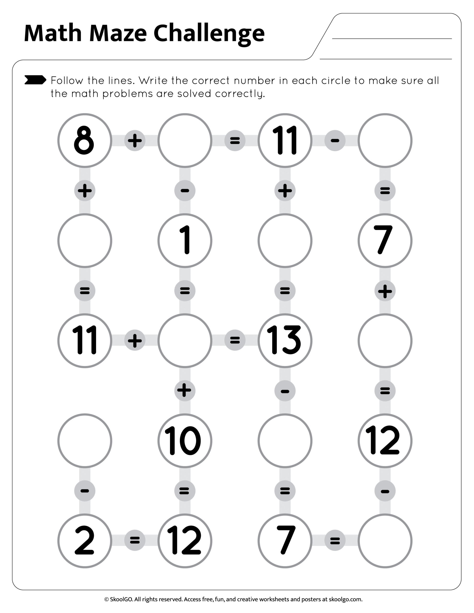 math maze worksheets
