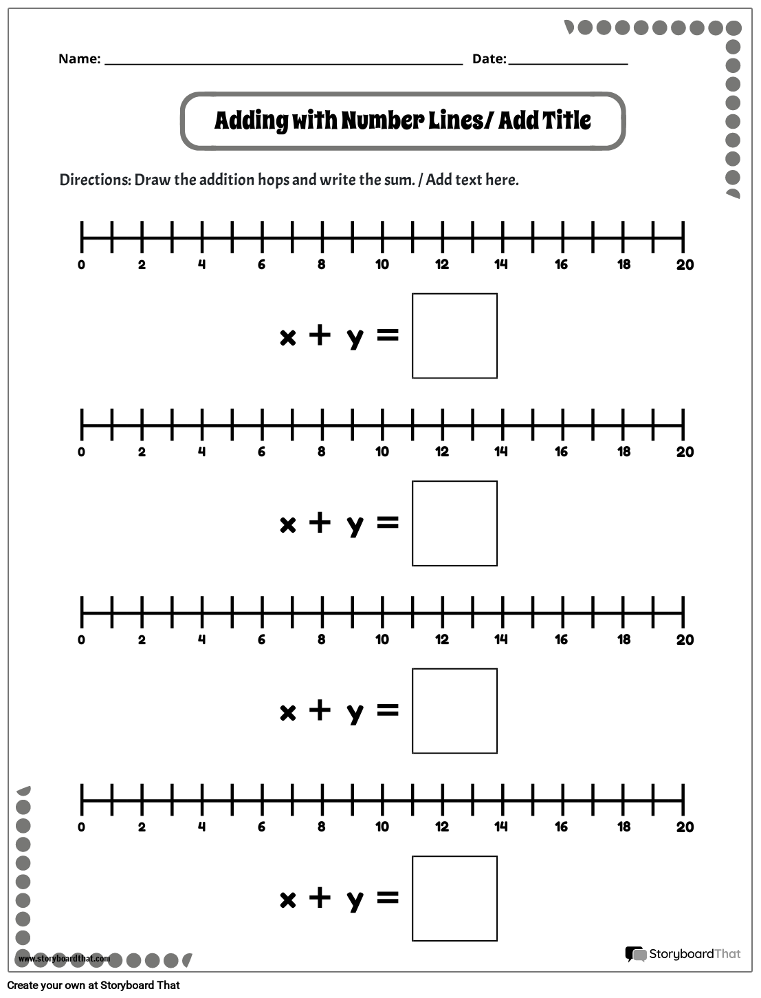 Free Math Number Line Worksheets Storyboard That Free Math Number Line Worksheets Storyboard That