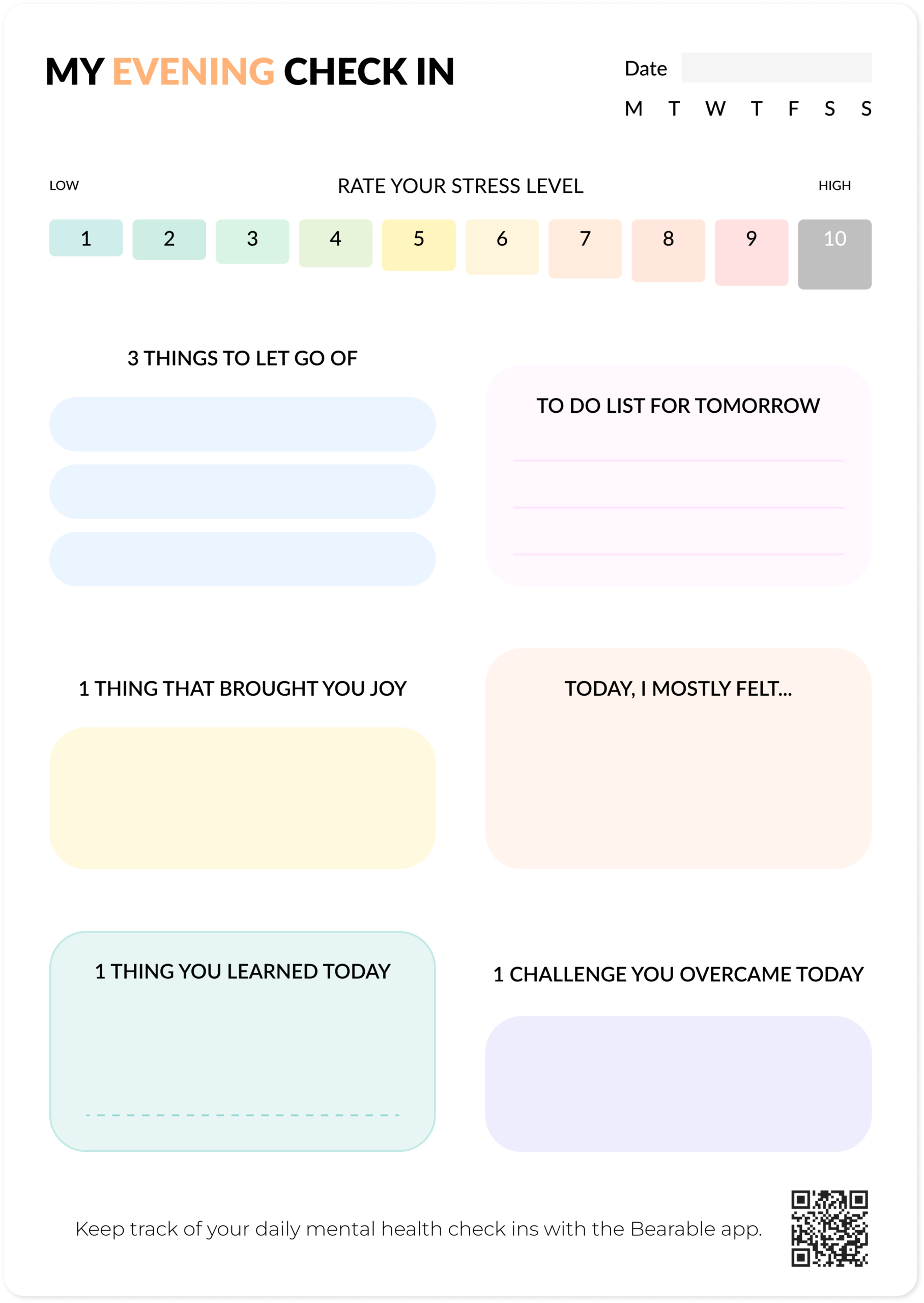 mental health printable worksheets