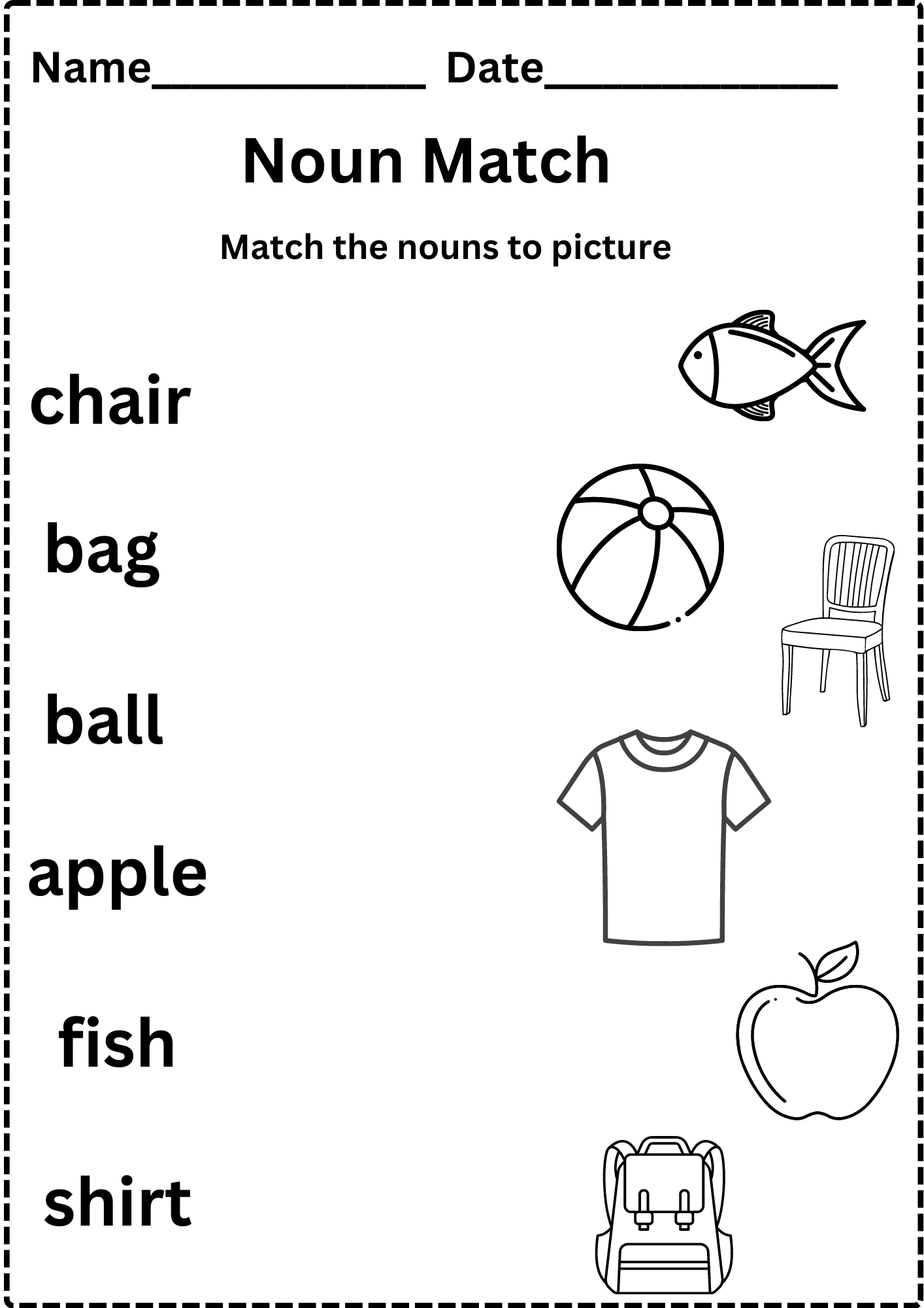 Free Noun Worksheets For Kindergarten