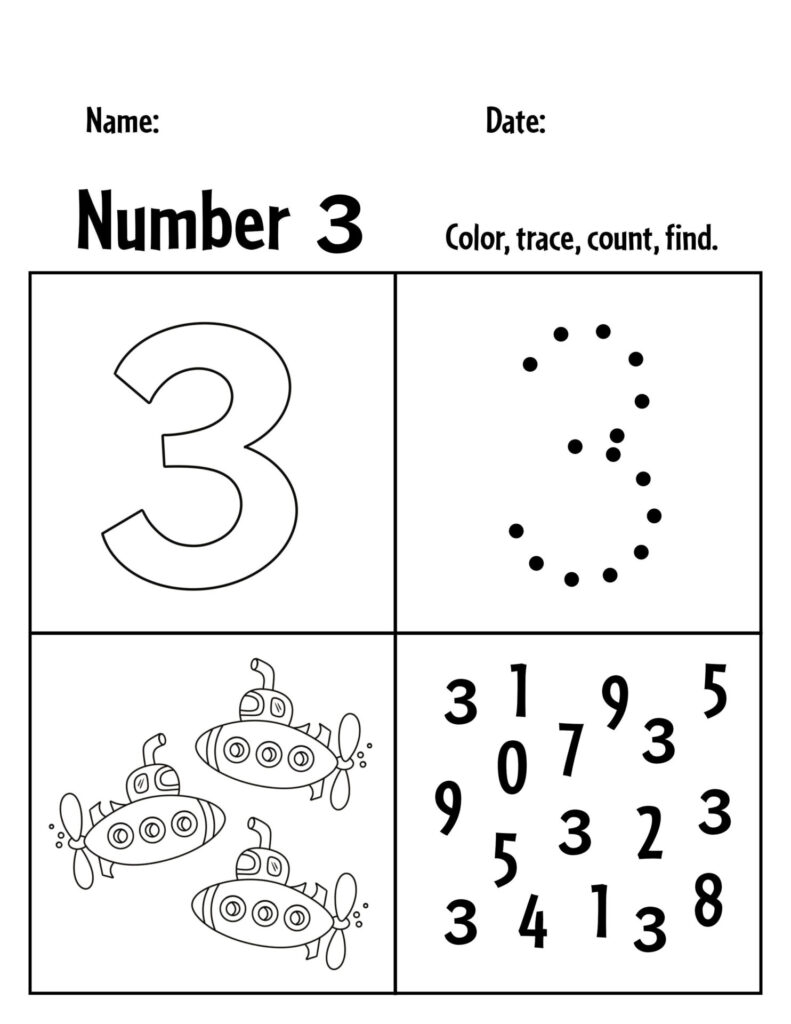 FREE Number 3 Worksheets For Preschool The Hollydog Blog