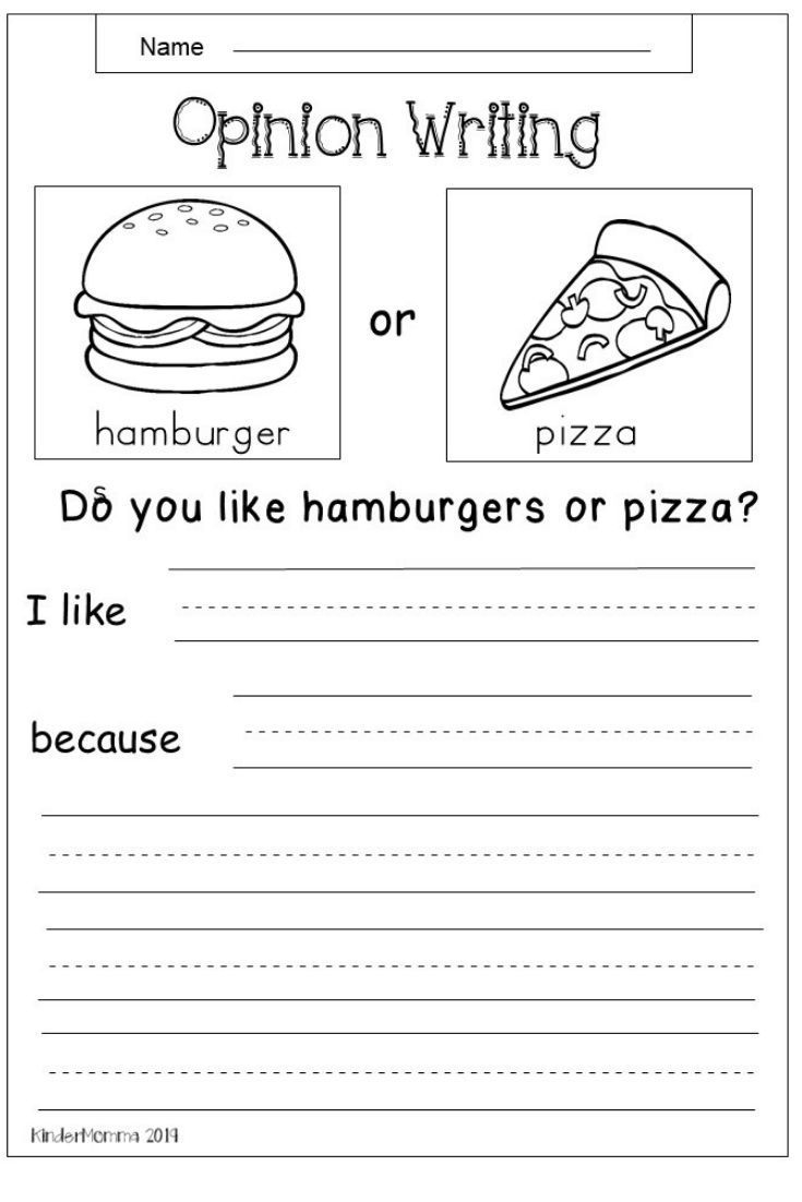 Free Opinion Writing Worksheet Kindermomma 1st Grade Worksheets Library