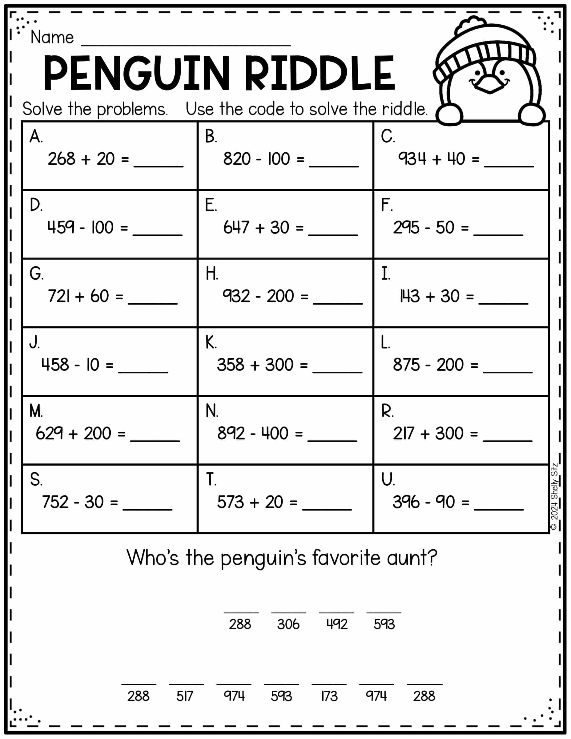 Free Penguin Math Worksheets For Second Grade Second Grade Teaching Blog Free Penguin Math Worksheets For Second Grade Second Grade Teaching Blog