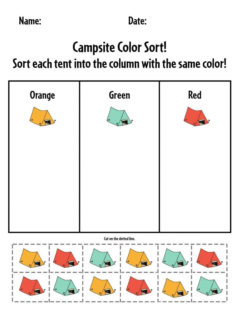 Free Preschool Camping Theme Worksheets The Hollydog Blog