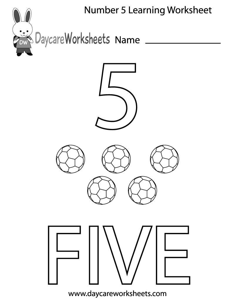 Free Preschool Number Five Learning Worksheet Free Preschool Number Five Learning Worksheet