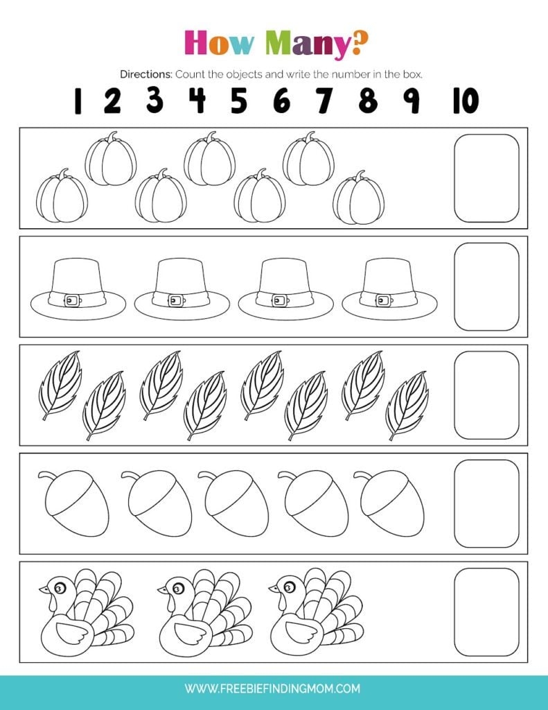 thanksgiving worksheet kindergarten
