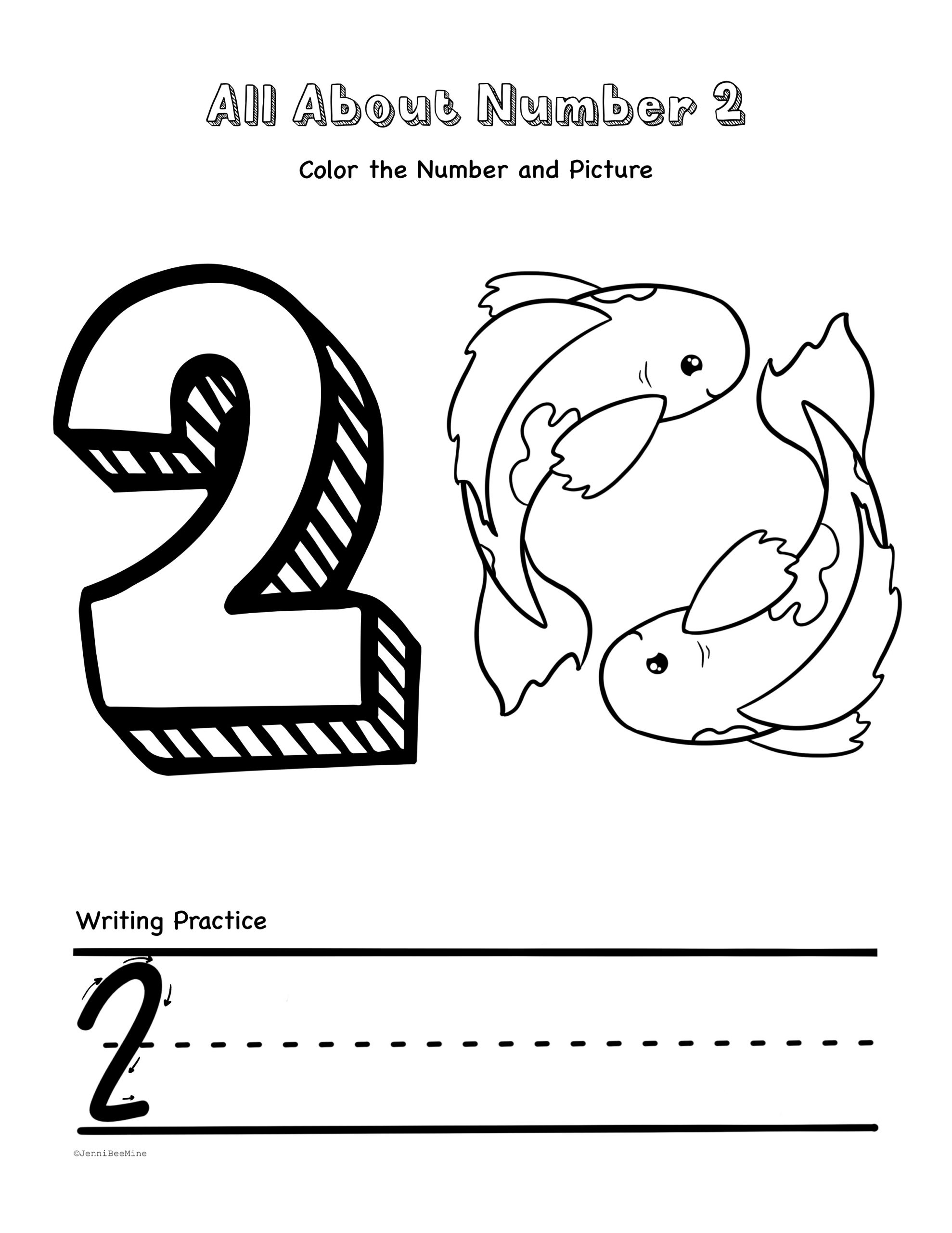 number 2 preschool worksheet