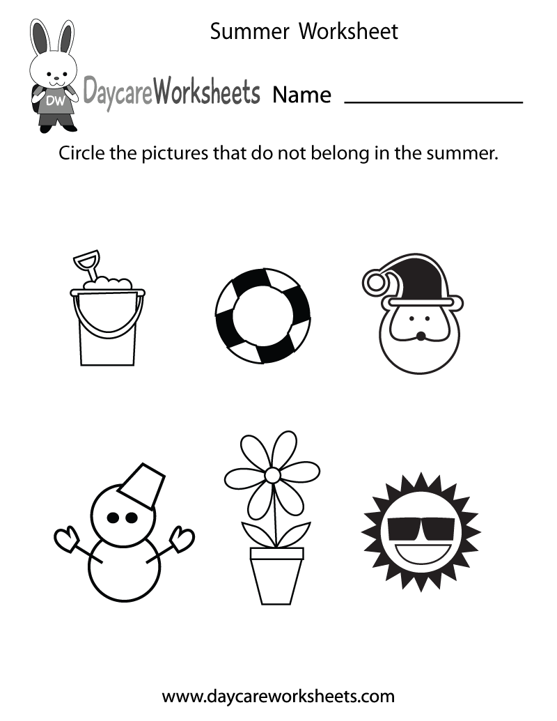 Free Preschool Summer Worksheet Free Preschool Summer Worksheet