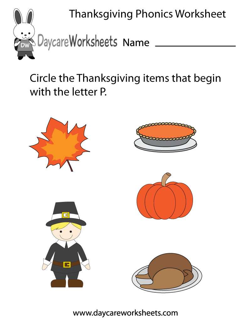 preschool worksheets thanksgiving