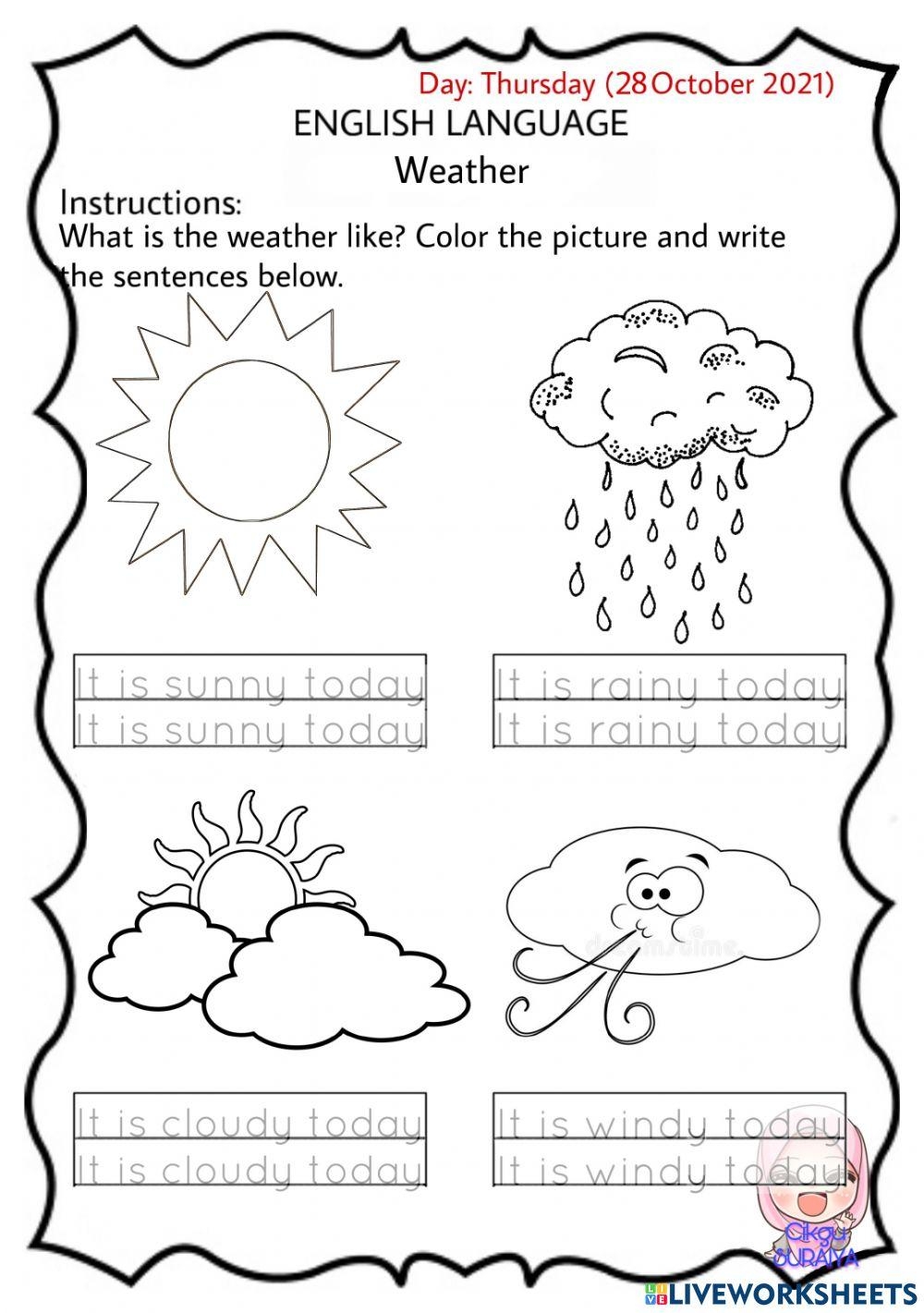 Free Preschool Weather Words Worksheet Worksheets Library