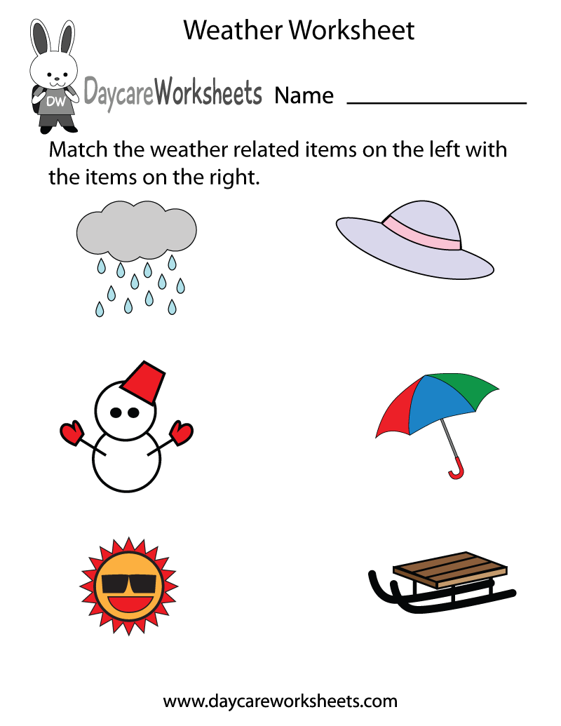 Free Preschool Weather Worksheet Free Preschool Weather Worksheet