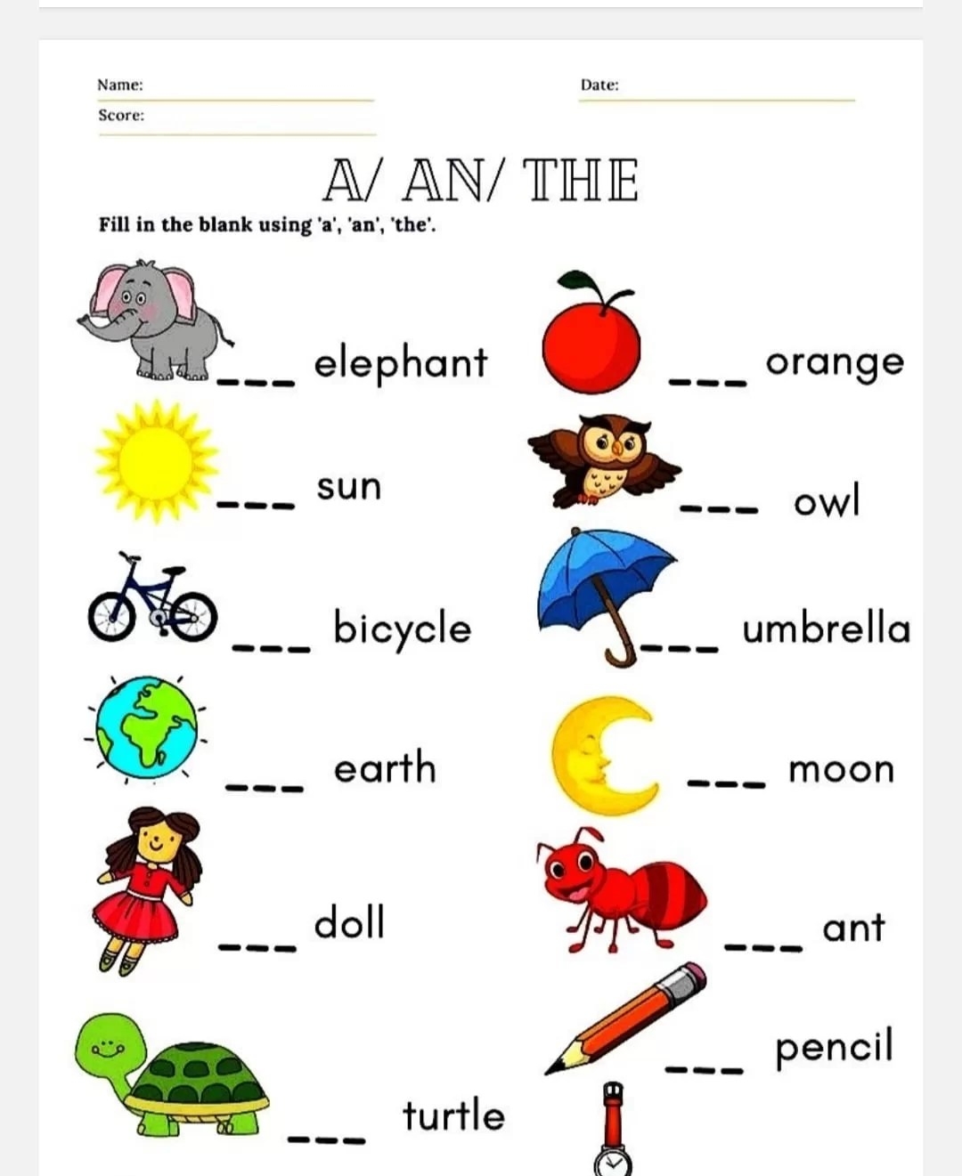 Free Printable A Or An Worksheets For Kindergarten Pdf Free Printable A Or An Worksheets For Kindergarten Pdf