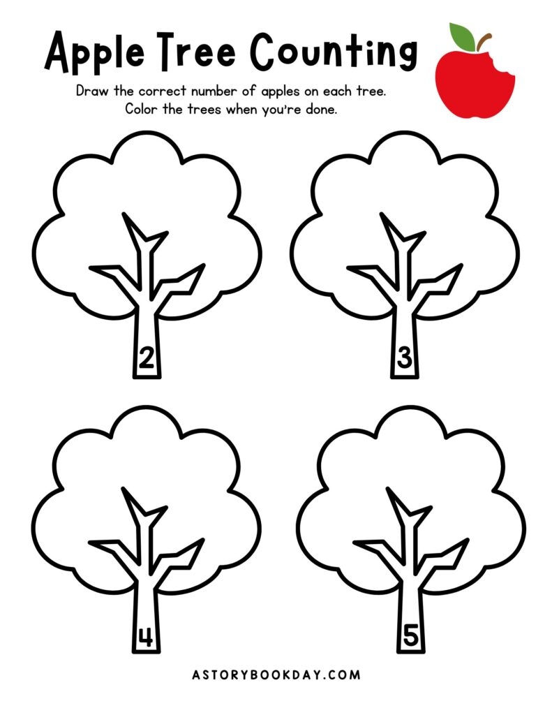 Free Printable Apple Tree Counting Worksheet For Kids