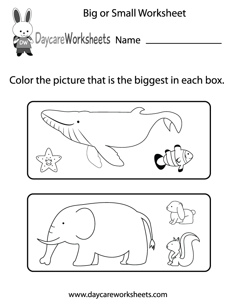 Free Printable Big Or Small Worksheet For Preschool Free Printable Big Or Small Worksheet For Preschool