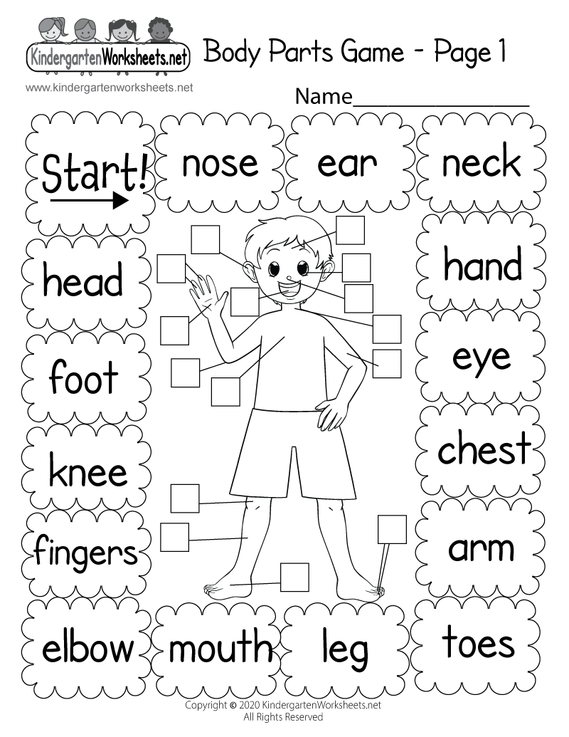 Free Printable Body Parts Game Worksheet Free Printable Body Parts Game Worksheet