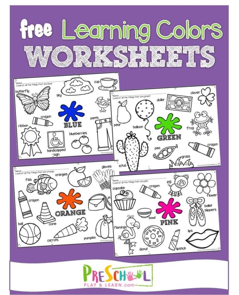 colors worksheet for preschool