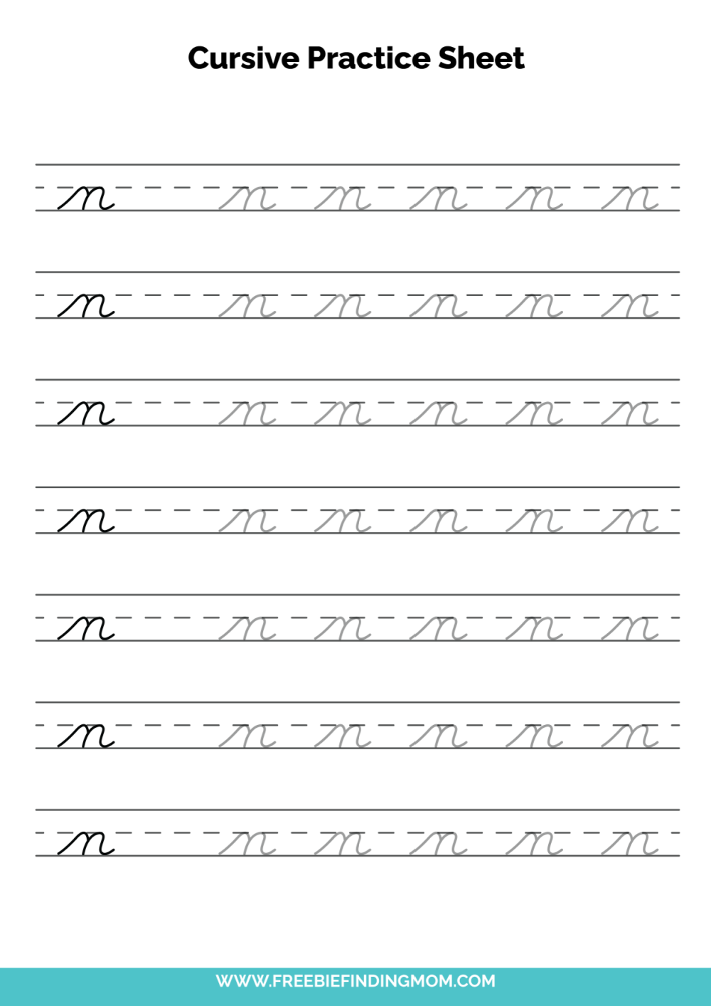 Free Printable Cursive Alphabet Practice Sheets Lowercase N