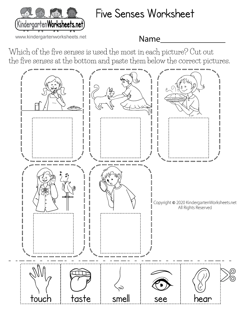 Free Printable Cut and Paste Five Senses Worksheet Free Printable Cut and Paste Five Senses Worksheet