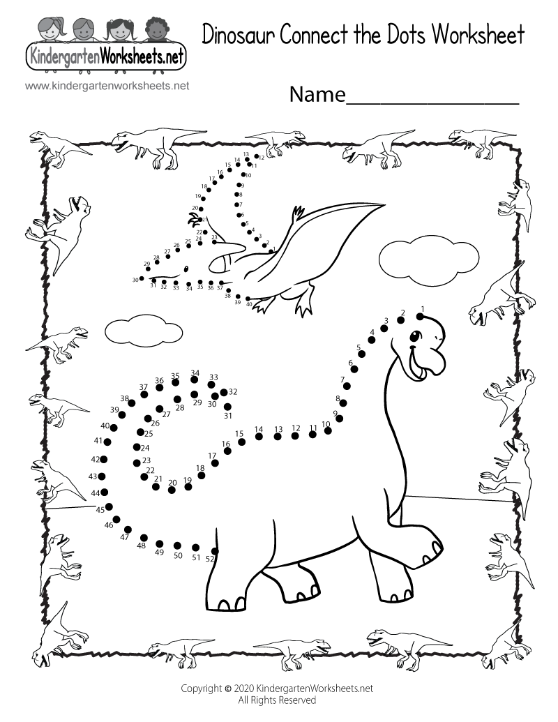 Free Printable Dinosaur Connect The Dots Worksheet