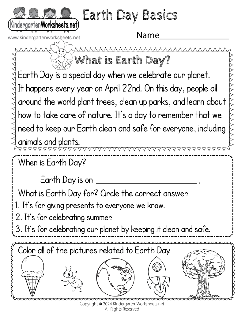 Free Printable Earth Day Worksheet
