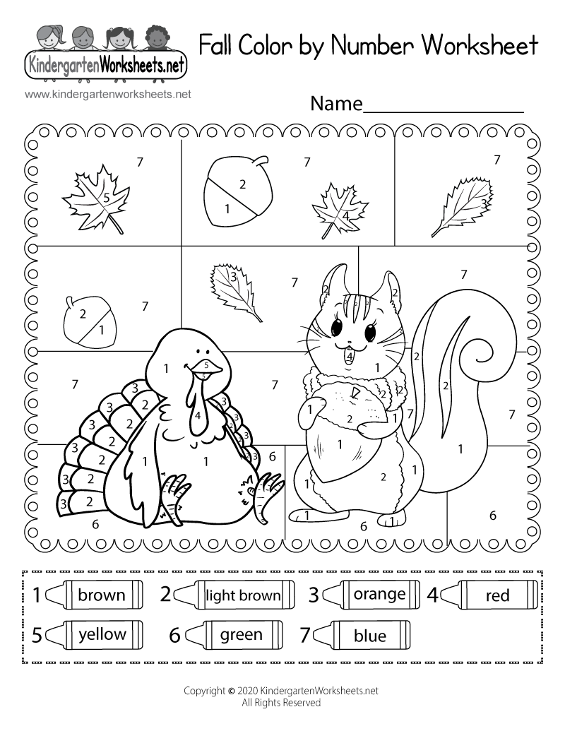 Free Printable Fall Color By Number Worksheet