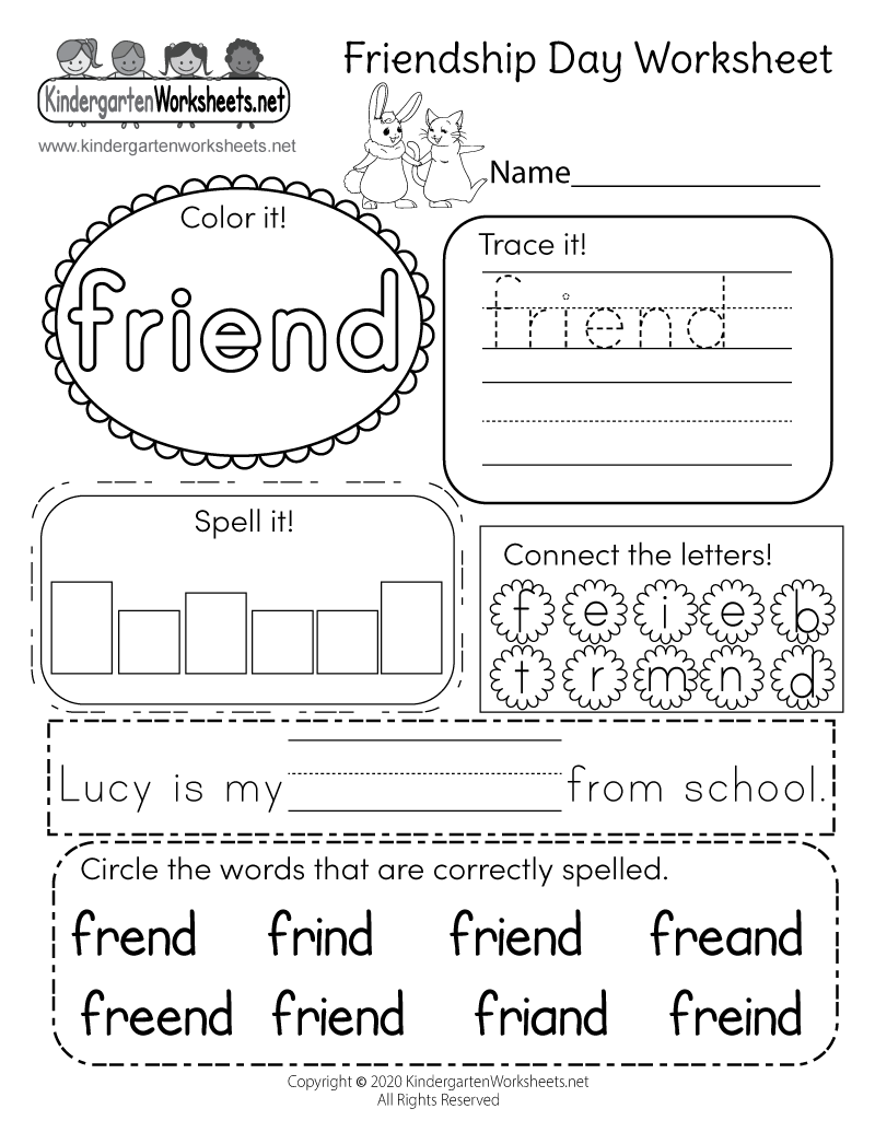 Free Printable Friendship Day Worksheet Worksheets Library