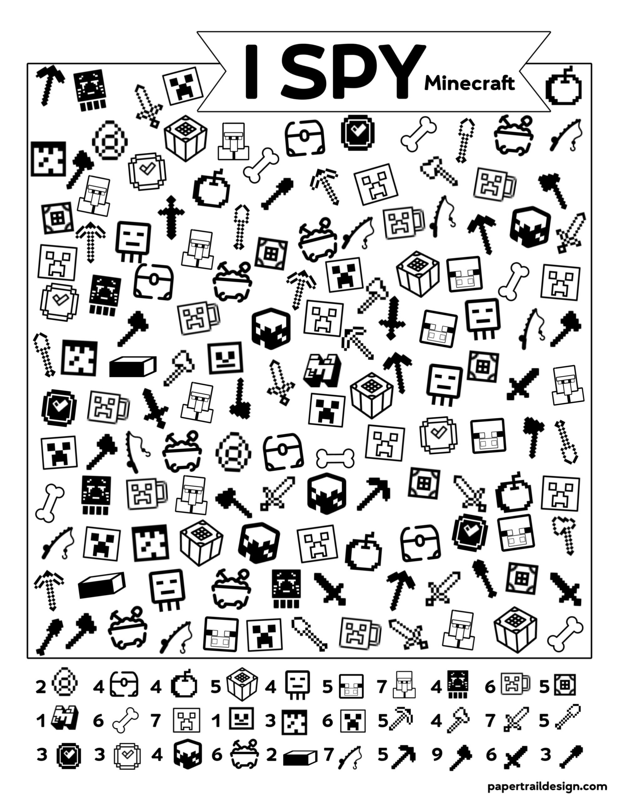 Free Printable I Spy Minecraft Paper Trail Design